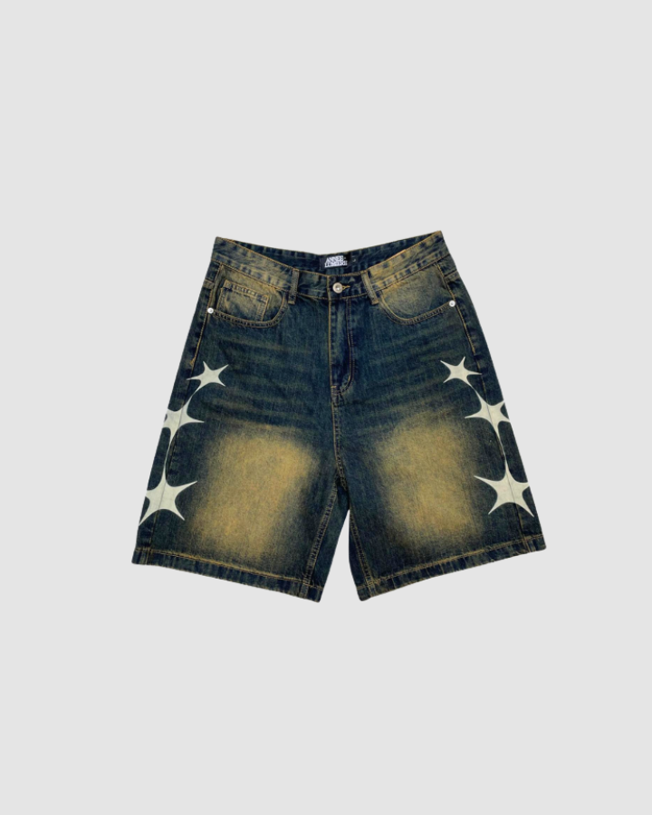 Denim Shorts Blue Orange