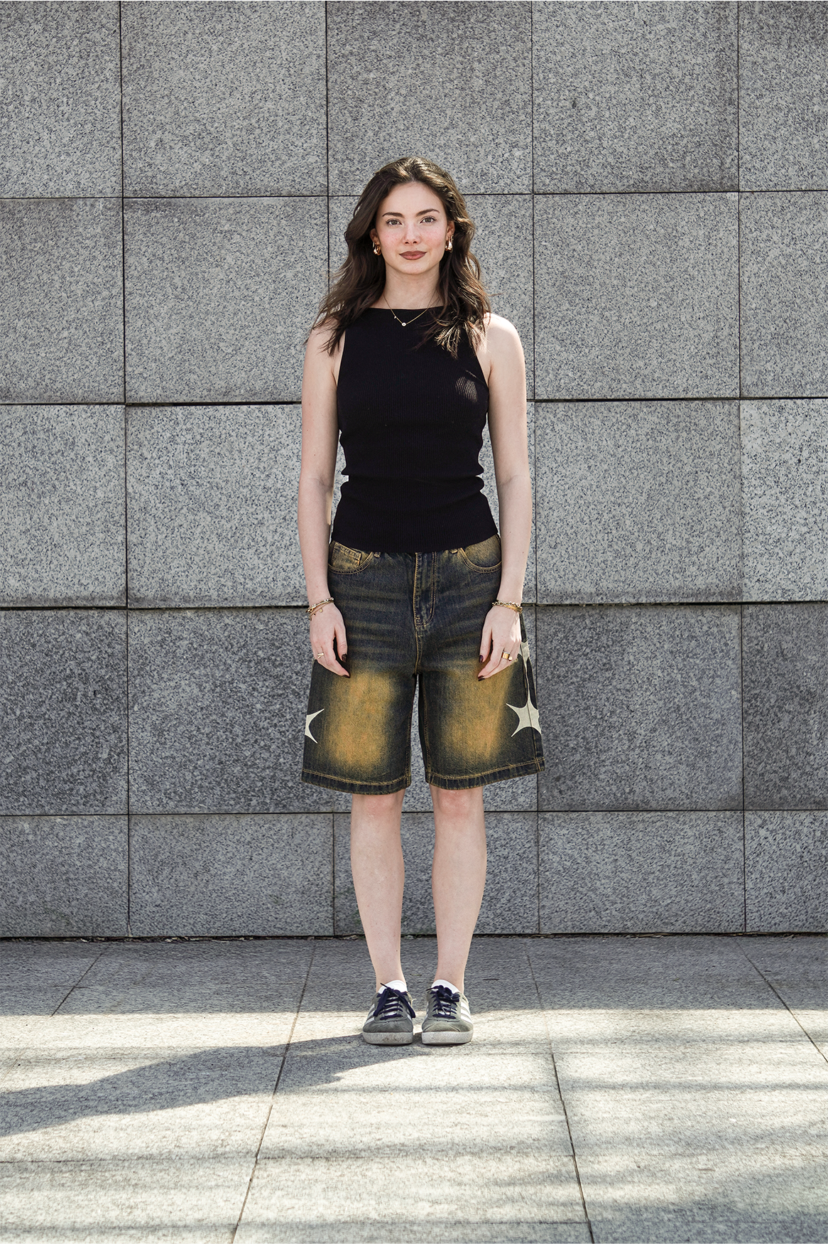 Denim Shorts Blue Orange