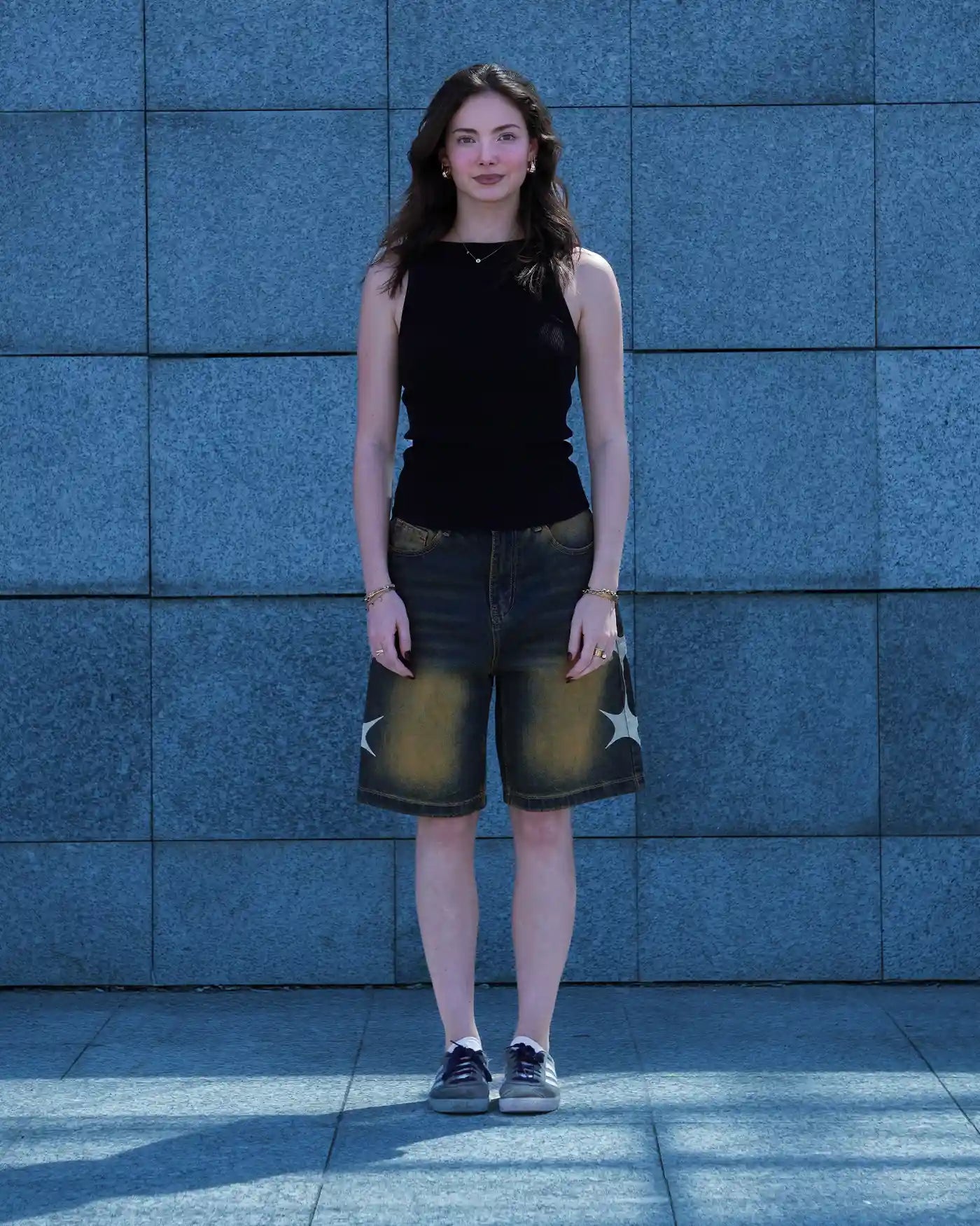 Denim Shorts Blue Orange